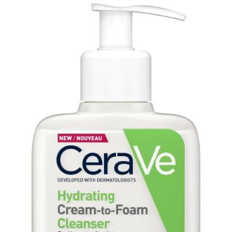 CeraVe Hydrating Cream-to-Foam Cleanser 8 fl oz (236 ml) – Gentle Hydration for Normal to Dry Skin - Cleanses & Removes Makeup