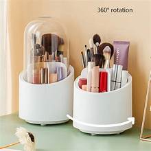 360° Rotating Makeup Brush Holder With Lid Desktop Cosmetic Brush Organizer Lipstick Eyebrow Pen Holder Eye Shadow Storage Box