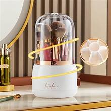 360° Rotating Makeup Brush Holder With Lid Desktop Cosmetic Brush Organizer Lipstick Eyebrow Pen Holder Eye Shadow Storage Box