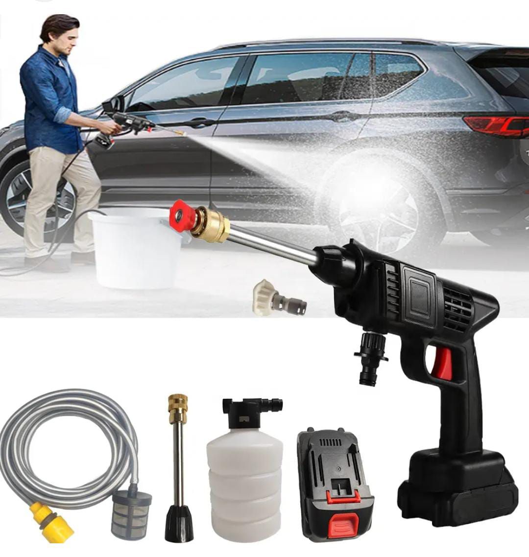 Rechargeable Pressure Washer Gun with Complete Accessories | High-Pressure Cleaning Spray Machine – Single Battery