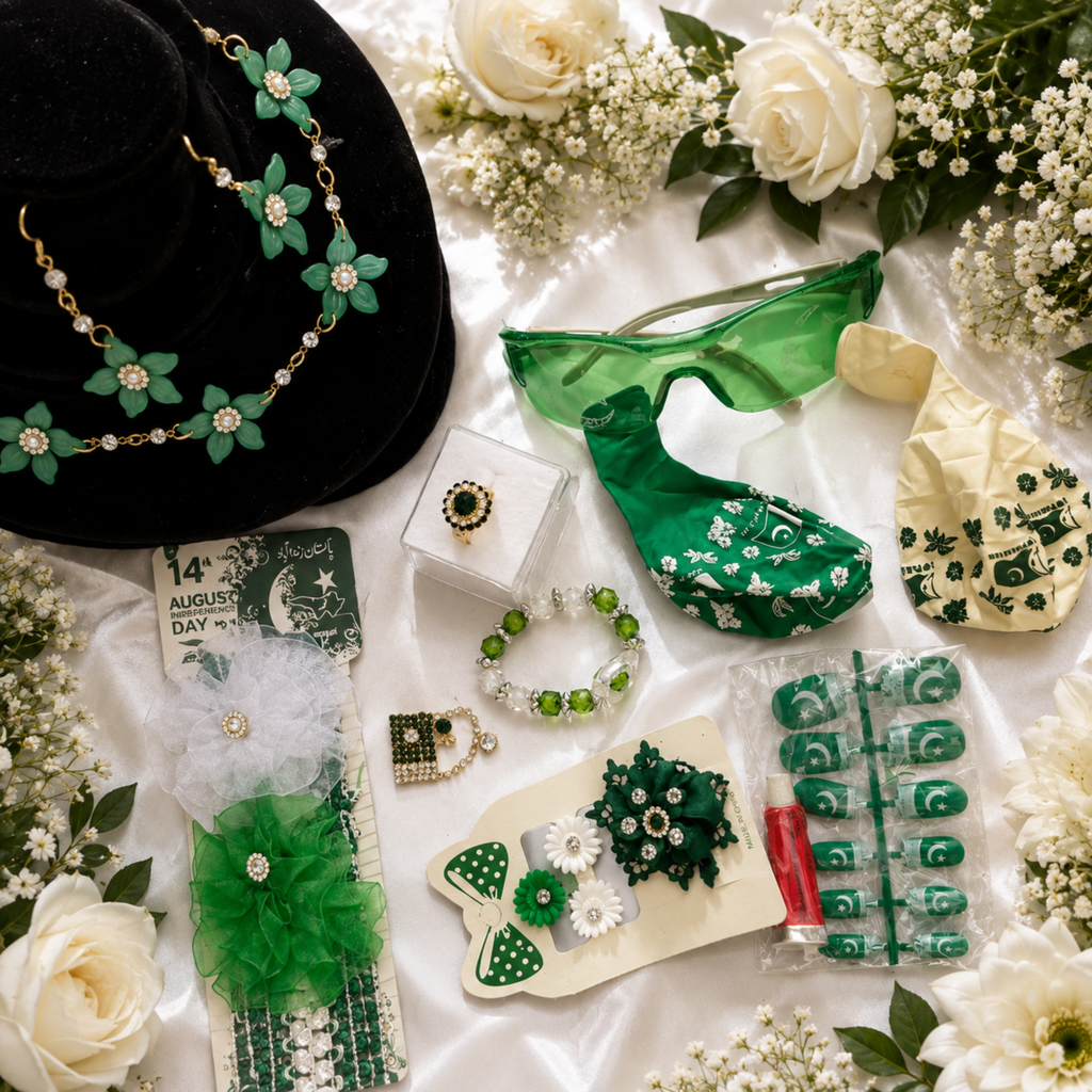 PK Pakistan Independence Day Special Deal | Green & White Premium Accessories Gift Set | Free Delivery All Over Pakistan | BazarNest