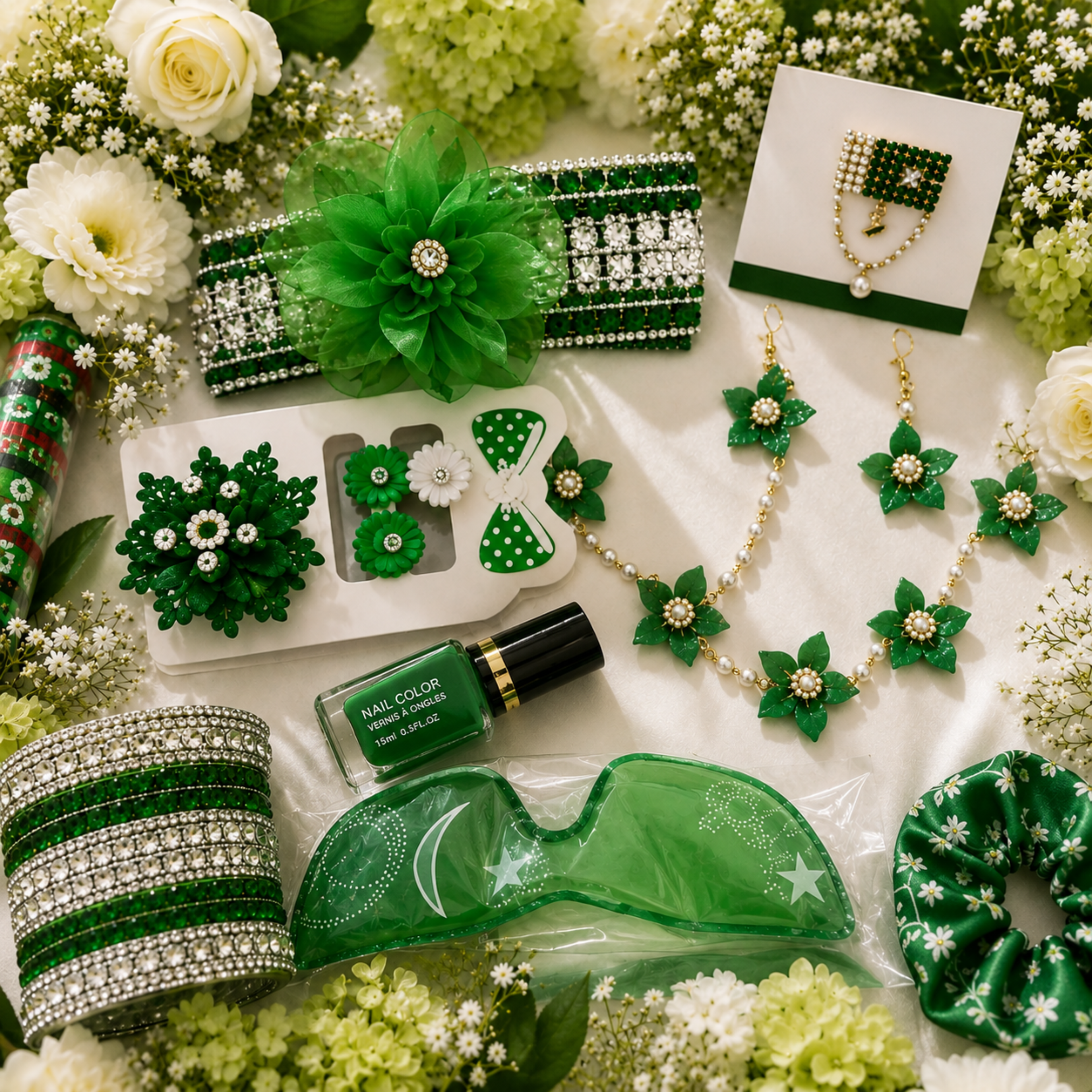 PK Pakistan Independence Day Special Deal | Green & White Premium Accessories Gift Set | Free Delivery All Over Pakistan | BazarNest