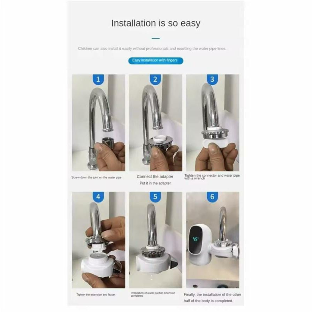 3000W Fast Heating Digital Display Instant Water Heater Tankless Heaters Kitchen Electric Hot Water Tap Bathroom Heating Faucet