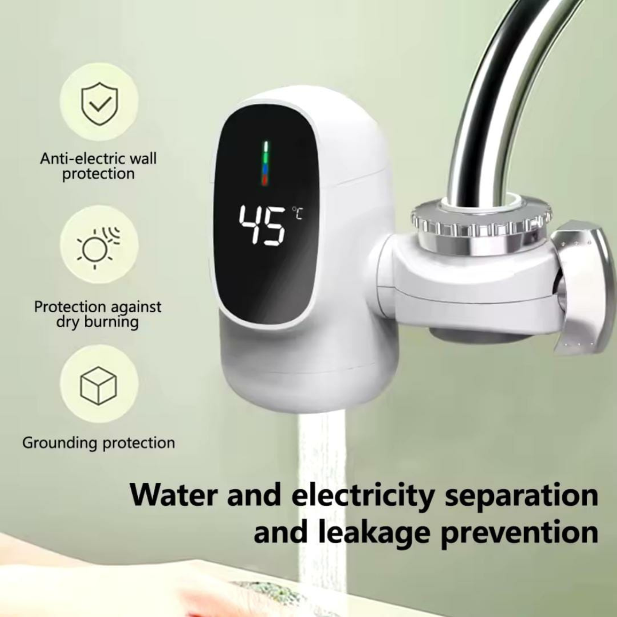 3000W Fast Heating Digital Display Instant Water Heater Tankless Heaters Kitchen Electric Hot Water Tap Bathroom Heating Faucet