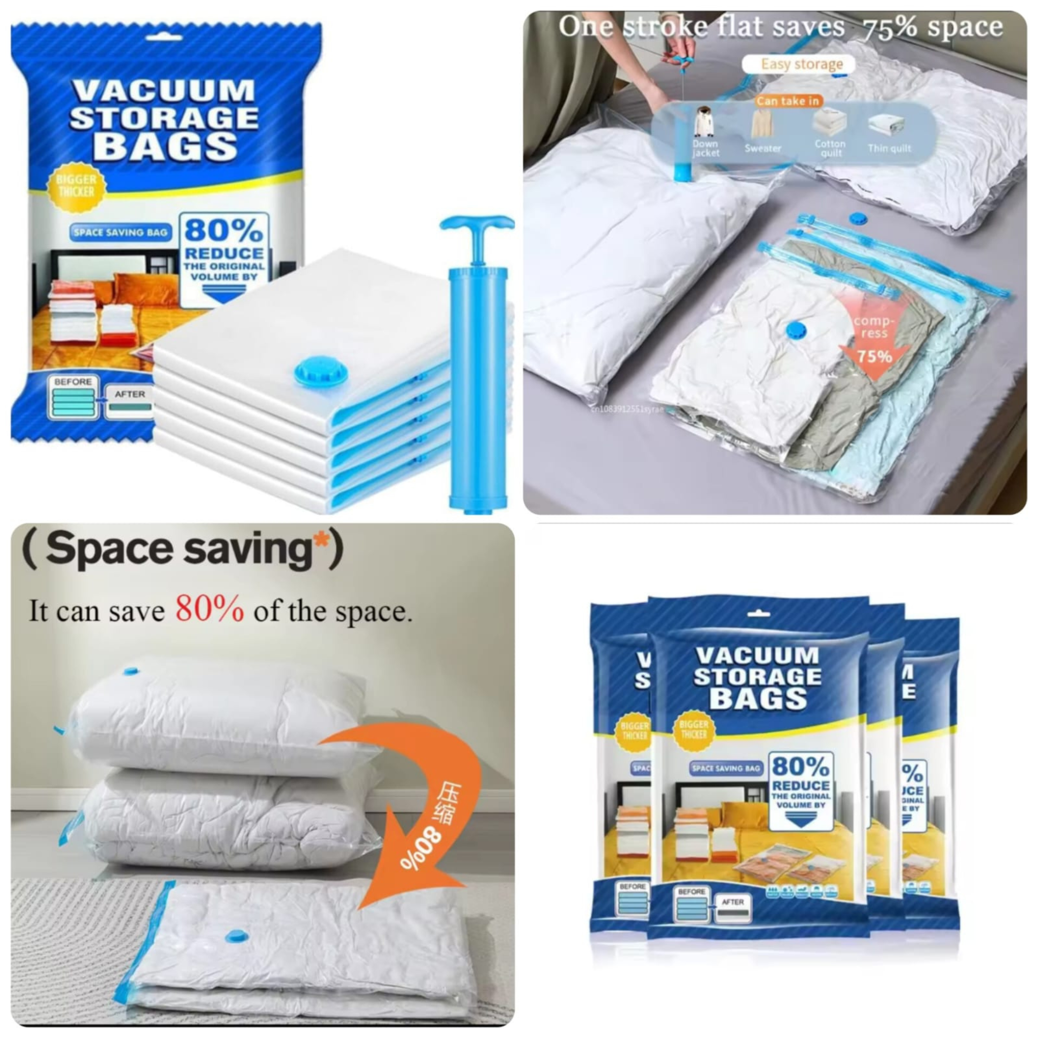Vacuum Storage Bags  5 Bag And 1 Suction Pump-Premium Quality