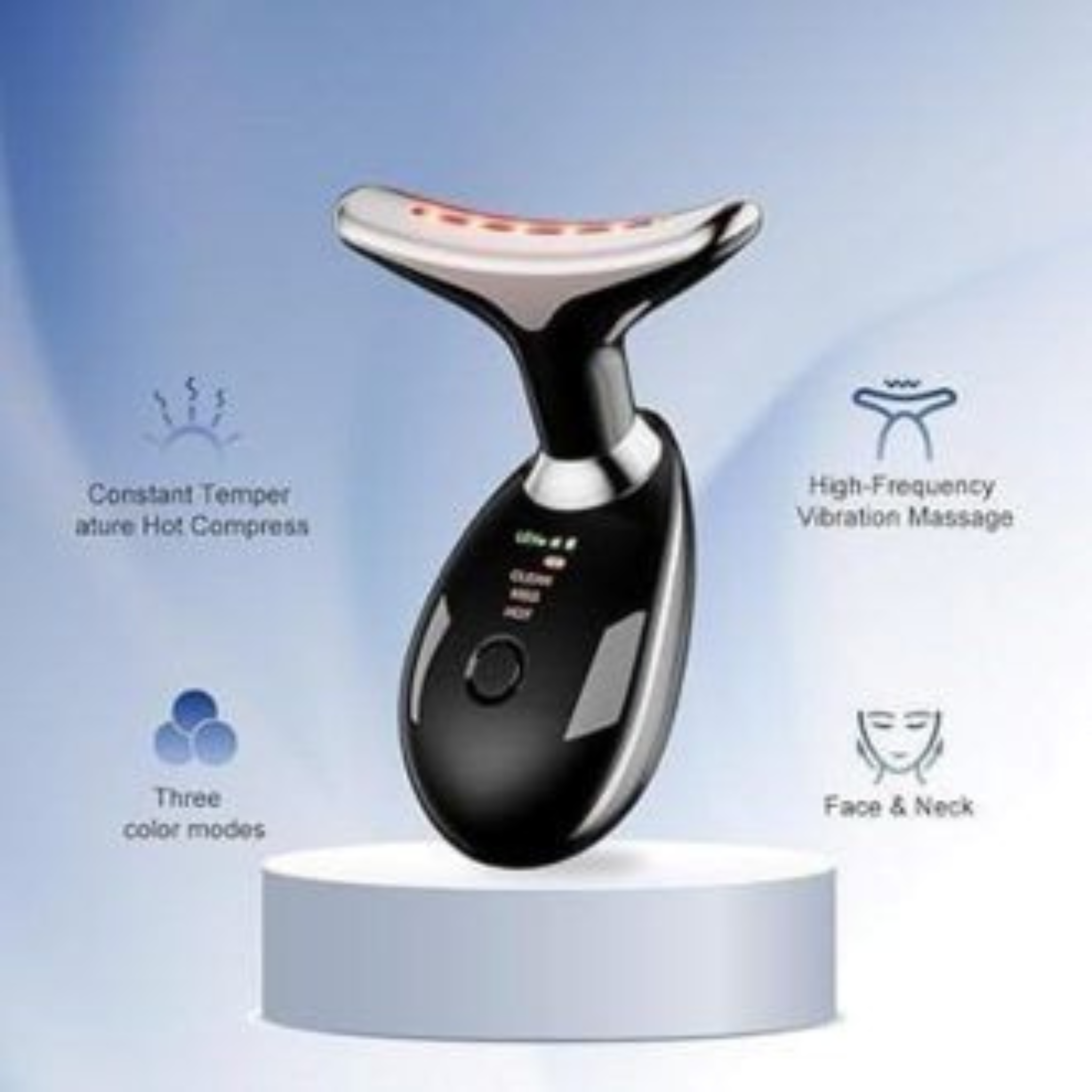 Digital Face & Neck Massager – 3-in-1 EMS Lifting & Vibration Beauty Device with Hot Compress