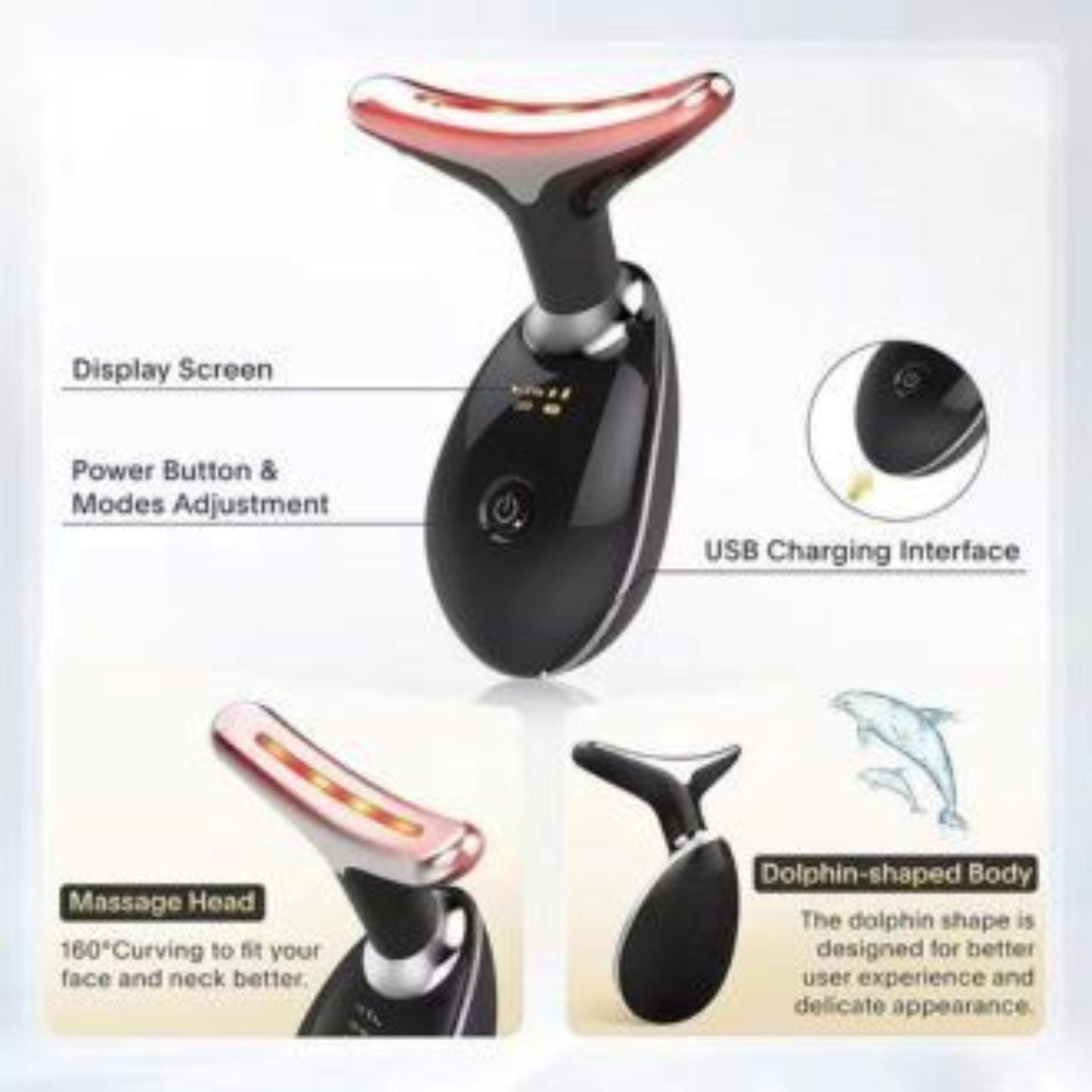 Digital Face & Neck Massager – 3-in-1 EMS Lifting & Vibration Beauty Device with Hot Compress
