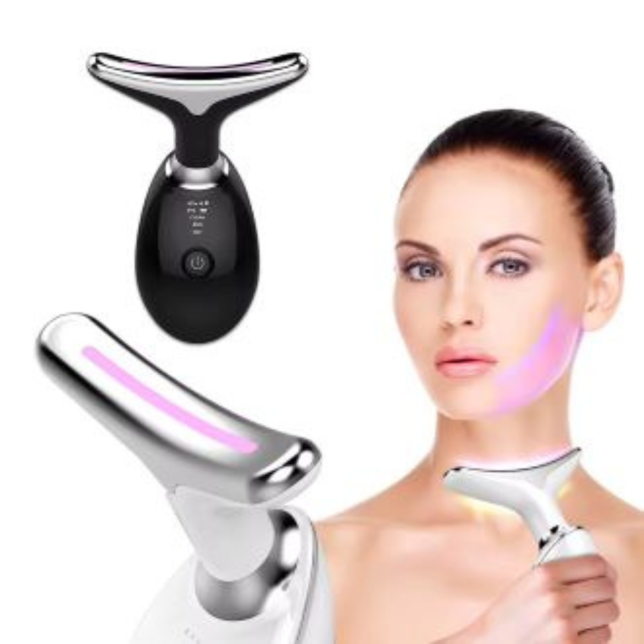 Digital Face & Neck Massager – 3-in-1 EMS Lifting & Vibration Beauty Device with Hot Compress