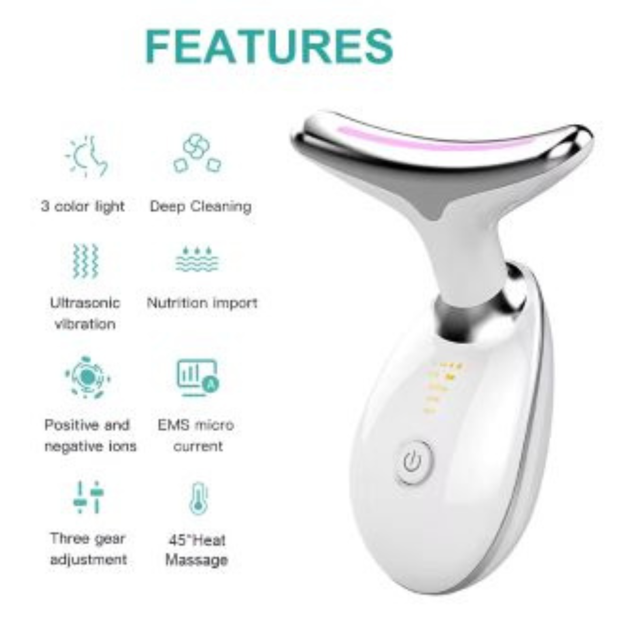 Digital Face & Neck Massager – 3-in-1 EMS Lifting & Vibration Beauty Device with Hot Compress