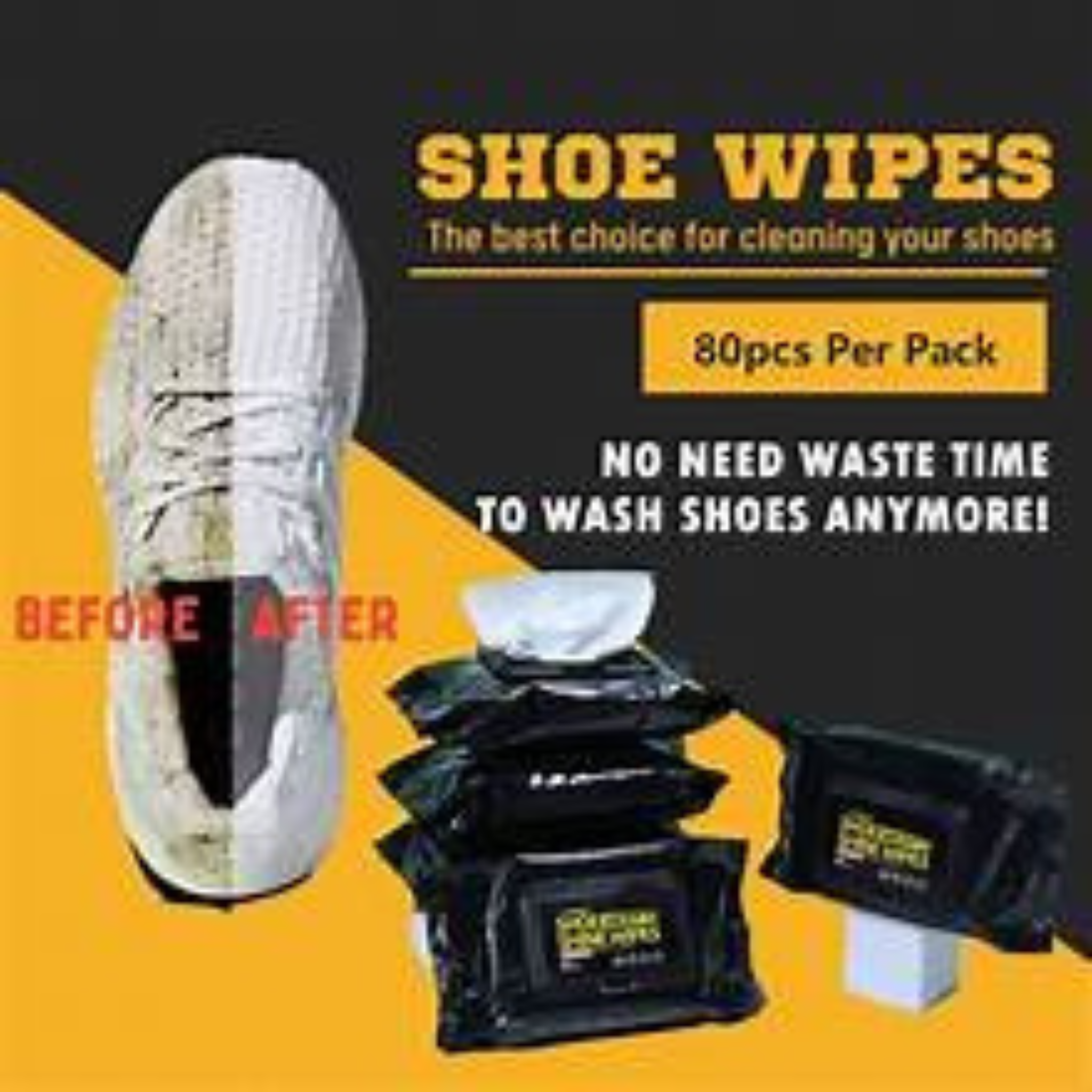 80Pcs Pack Shoes Cleaning Wipes