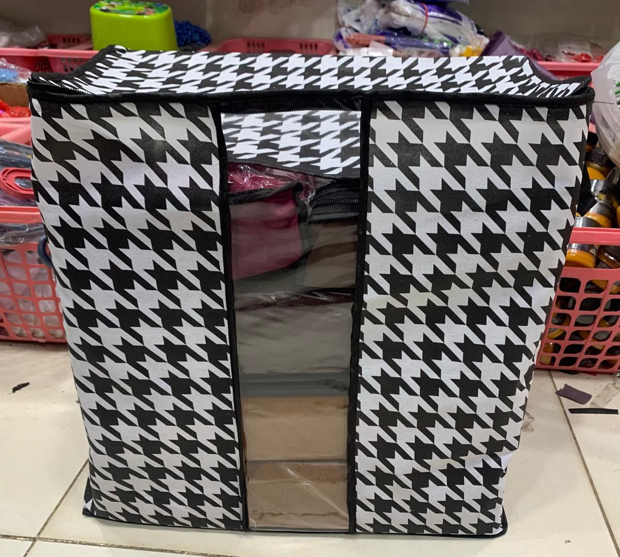 Multi-Color Embossed Clothes Organizer with Barcode Design (Black & Grey Options)