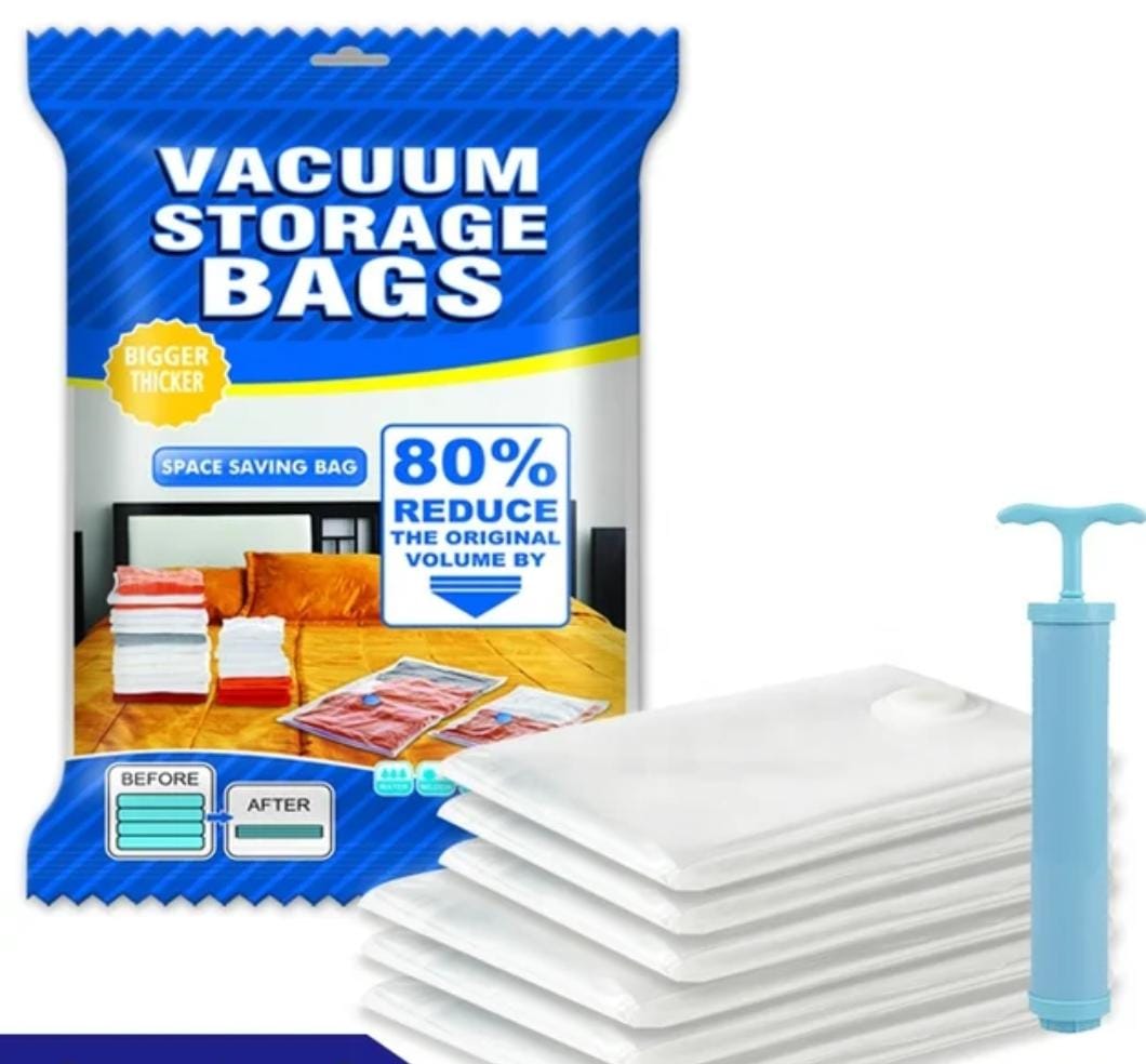 Vacuum Storage Bags  5 Bag And 1 Suction Pump-Premium Quality