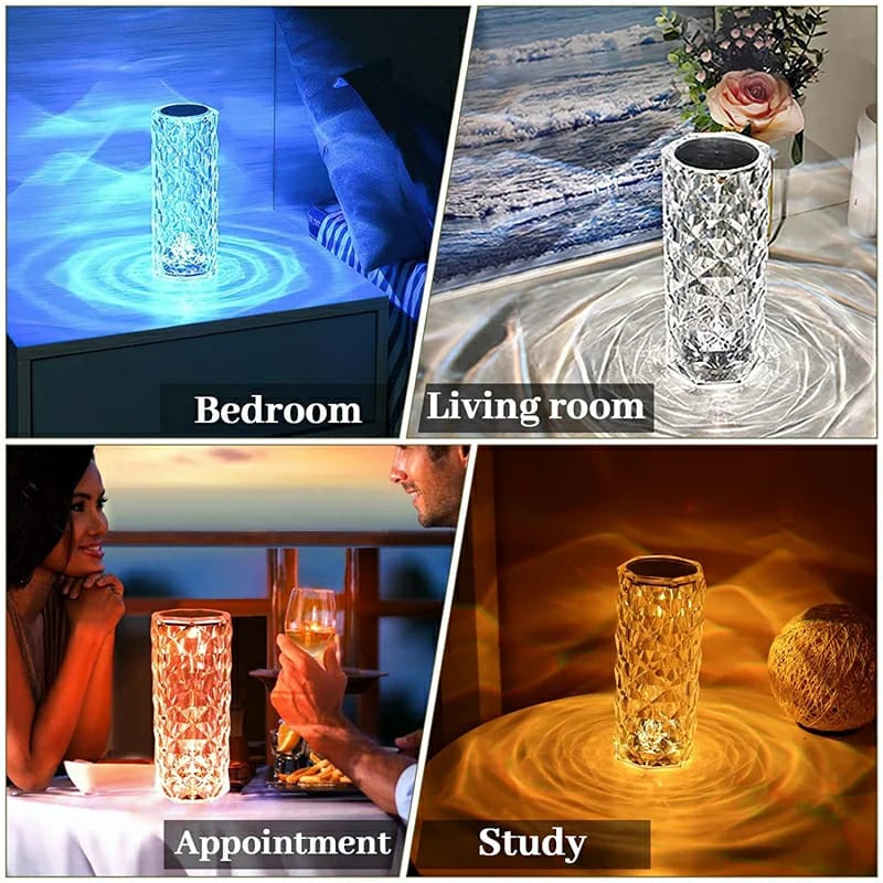 16 Colors Crystal Rose Table Lamp LED Rose Light Decoration Remote Control Romantic Diamond Atmosphere Light USB Night Light