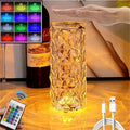 16 Colors Crystal Rose Table Lamp LED Rose Light Decoration Remote Control Romantic Diamond Atmosphere Light USB Night Light