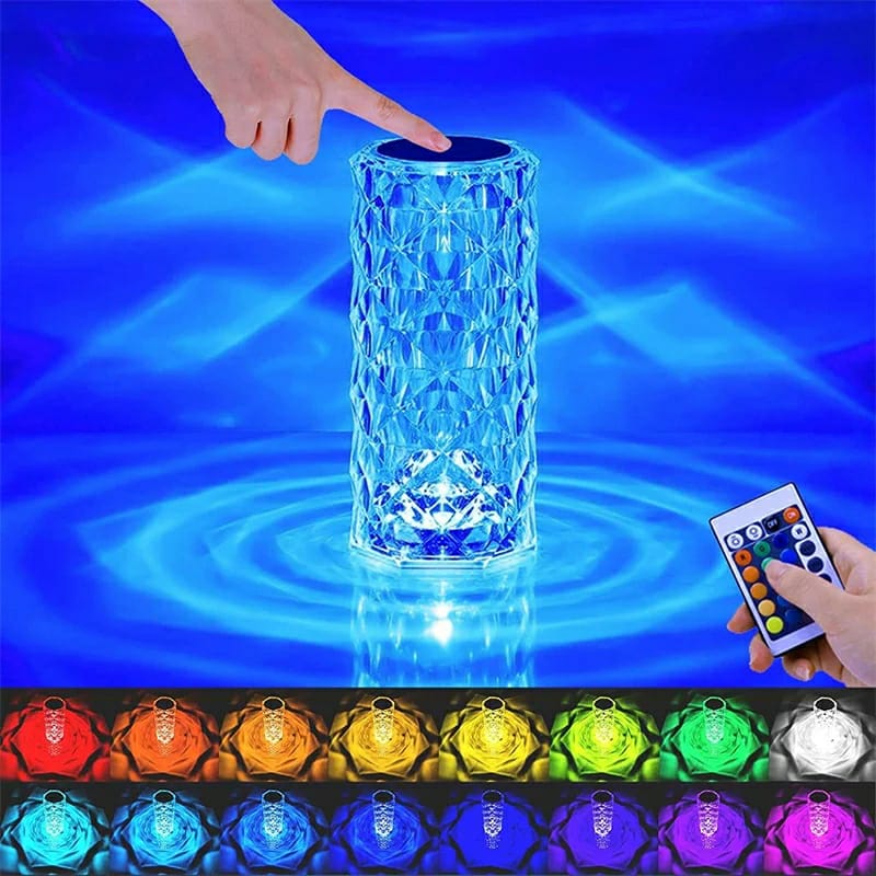 16 Colors Crystal Rose Table Lamp LED Rose Light Decoration Remote Control Romantic Diamond Atmosphere Light USB Night Light