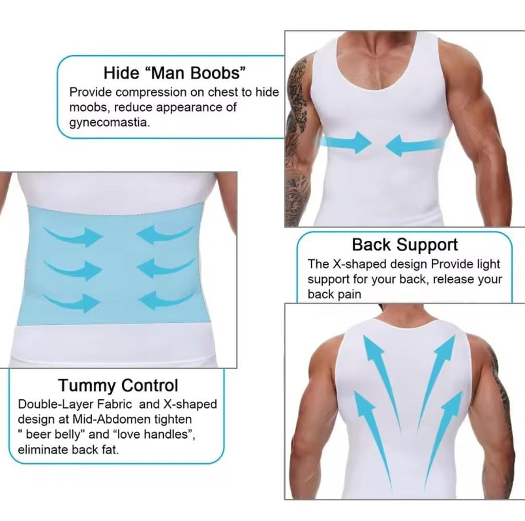 Slim 'n Lift Slimming Vest for Men White & Black Colour Sizes Available M , L , XL ,