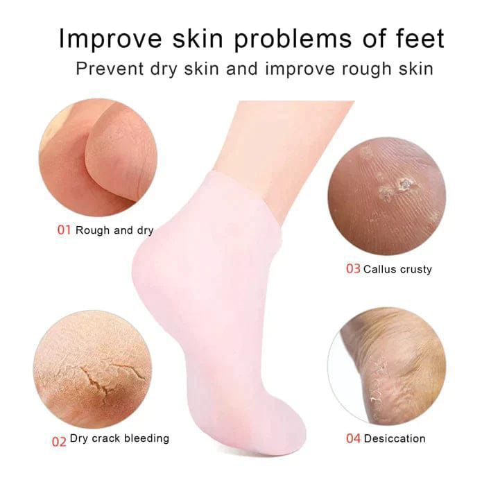 Silicone Moisturising Socks for Dry & Cracked Heels – Reusable Hydrating Foot Spa Socks