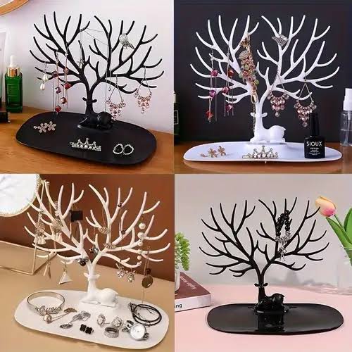 Little Deer Earrings Necklace Ring Pendant Bracelet Jewelry Display Stand Tray Tree Storage Racks Organizer Holder - Available Colors Black 🖤 And White 🤍