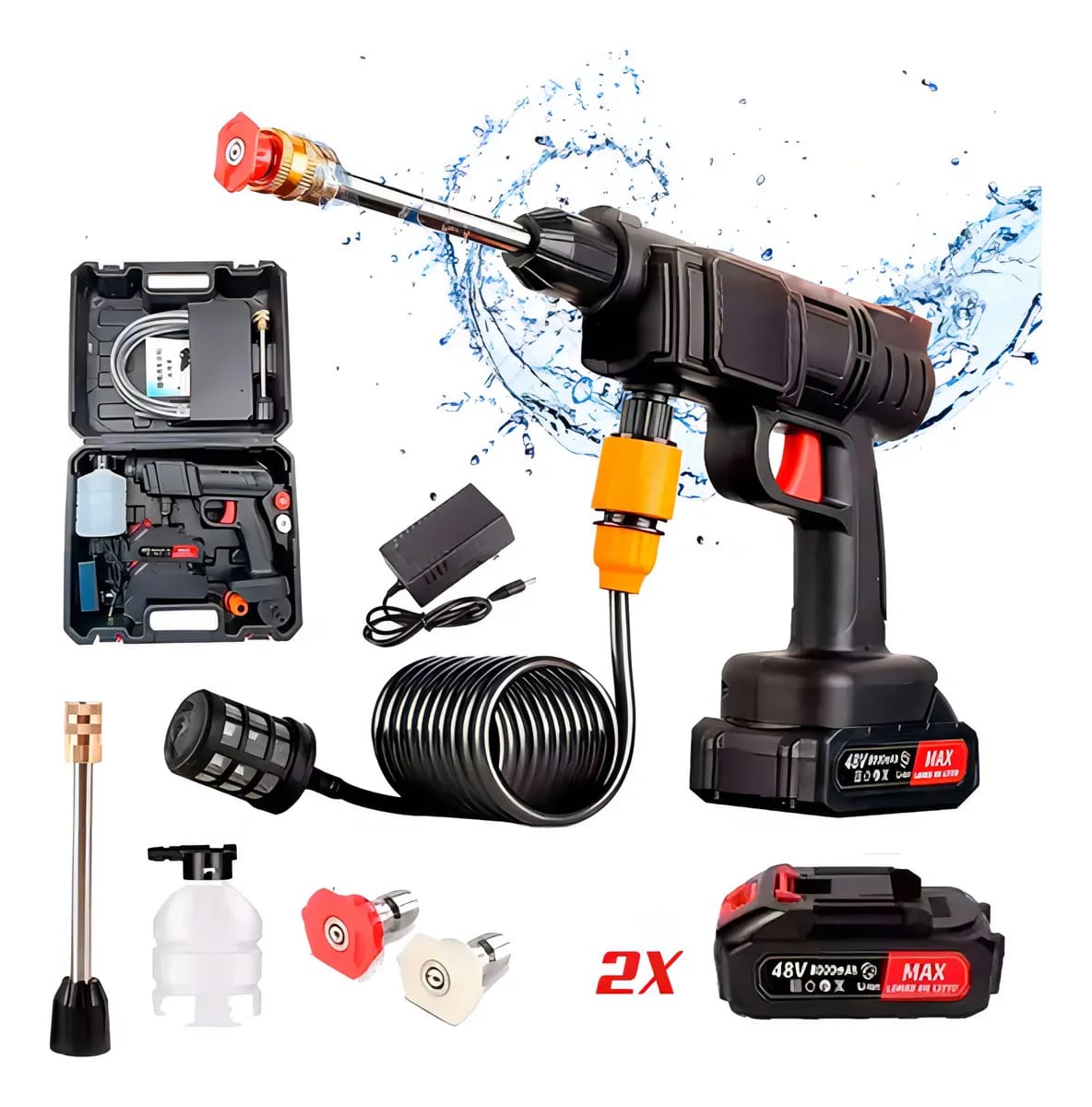 Rechargeable Pressure Washer Gun with Complete Accessories | High-Pressure Cleaning Spray Machine – Single Battery