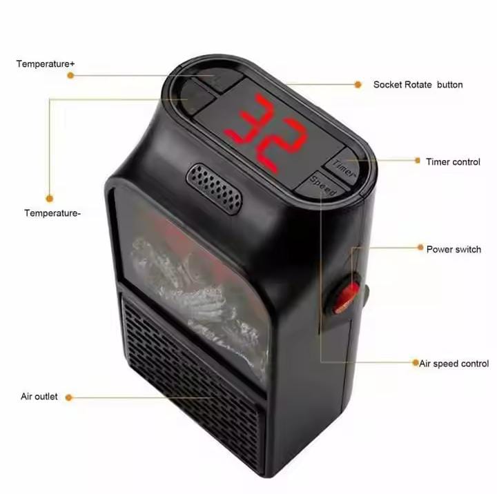 Flame Fireplace Portable Electric Heater with Remote Control | Plug In Simulation Flame Heater