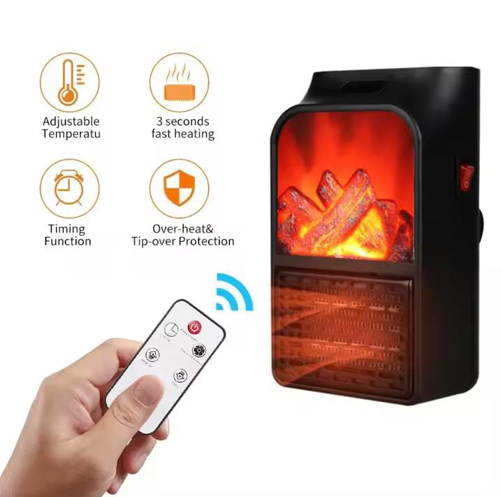 Flame Fireplace Portable Electric Heater with Remote Control | Plug In Simulation Flame Heater