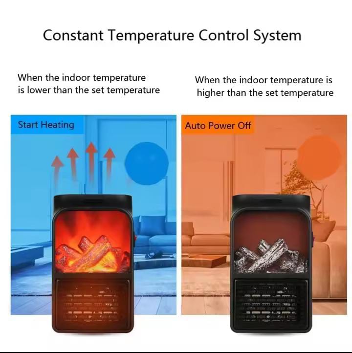Flame Fireplace Portable Electric Heater with Remote Control | Plug In Simulation Flame Heater