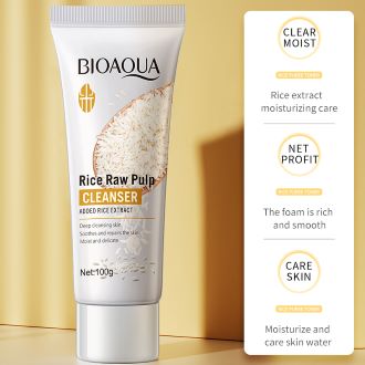 BIOAQUA Rice Raw Pulp Cleanser 100g | Deep Cleansing Face Wash for All Skin Types