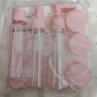 “ Bottles Plastic- Bottles -7-Piece Clear Bottles Set for Toiletries, Leak-Proof Refillable Mini Cosmetic Containers with Spray Pump and Flip-Cap Bottles, Perfect for Shampoo, Conditioner, Lotion, Body Wash, Creams, and Gels –Vacations, and Daily Use