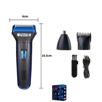 Kemei KM-6332 3-in-1 Rechargeable Electric Shaver & Trimmer Set