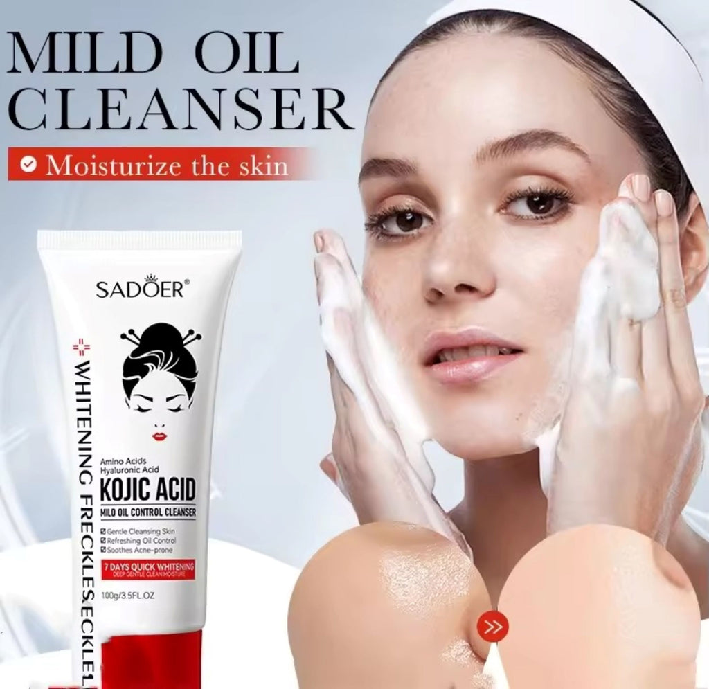Whitening Moisturizing Cleanser for Face with gift of multani Maask– Oil Control Facial Wash for Acne-Prone Skin – Refreshing Skin Brightening Cleansing Foam – Deep Pore Cleanser with Whitening – Moisturizing Face Wash for Hyperpigmentation