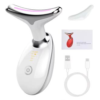 Digital Face & Neck Massager – 3-in-1 EMS Lifting & Vibration Beauty Device with Hot Compress