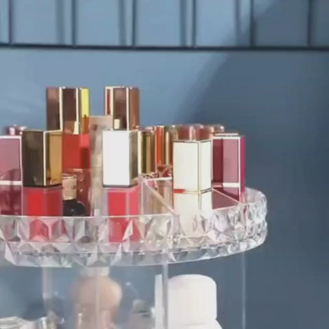 360 Transparent Makeup Storage Box Rotatable Cosmetic Storage Rack Desktop Skin Care Product Rack Lipstick Finisher Storage Box