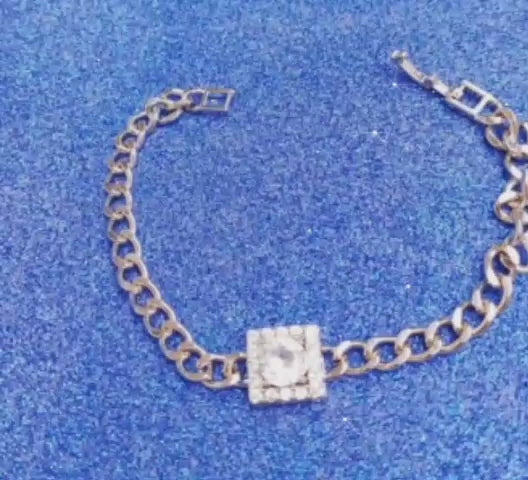 Silver-Plated Cubic Zircon Gemstone Charm Bracelets
